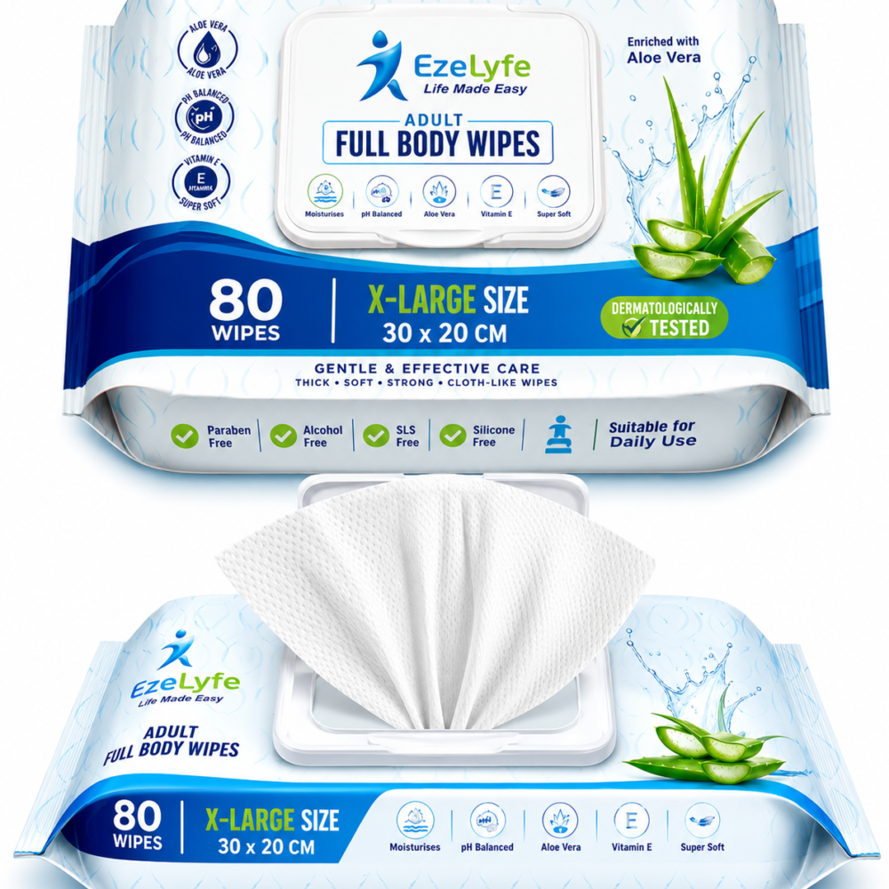 Extra Large Premium Full Body Cleansing Wet Wipes For Adults 30 x 20cm